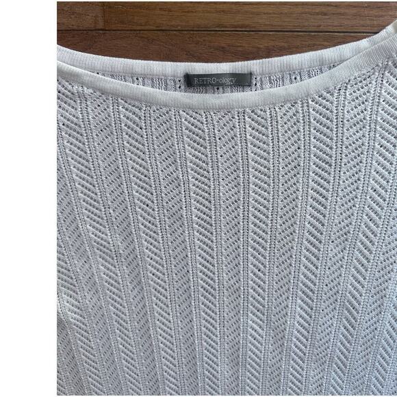 Retro-ology Sweater White Large Open weave Long Sleeve - Picture 6 of 13
